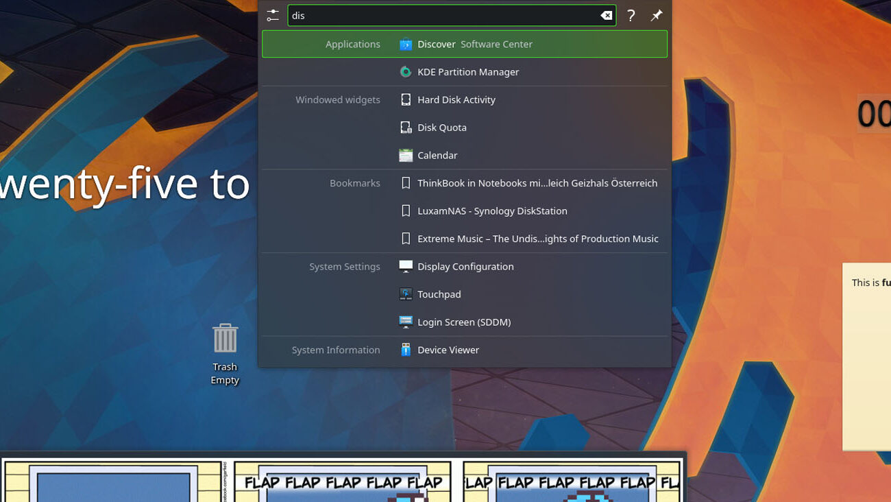 KDE Suche am Desktop
